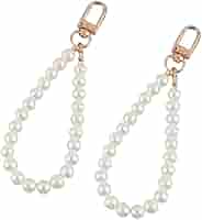 ccHuDE 4 Pcs Faux Pearl Keychain Straps Beaded Keyring